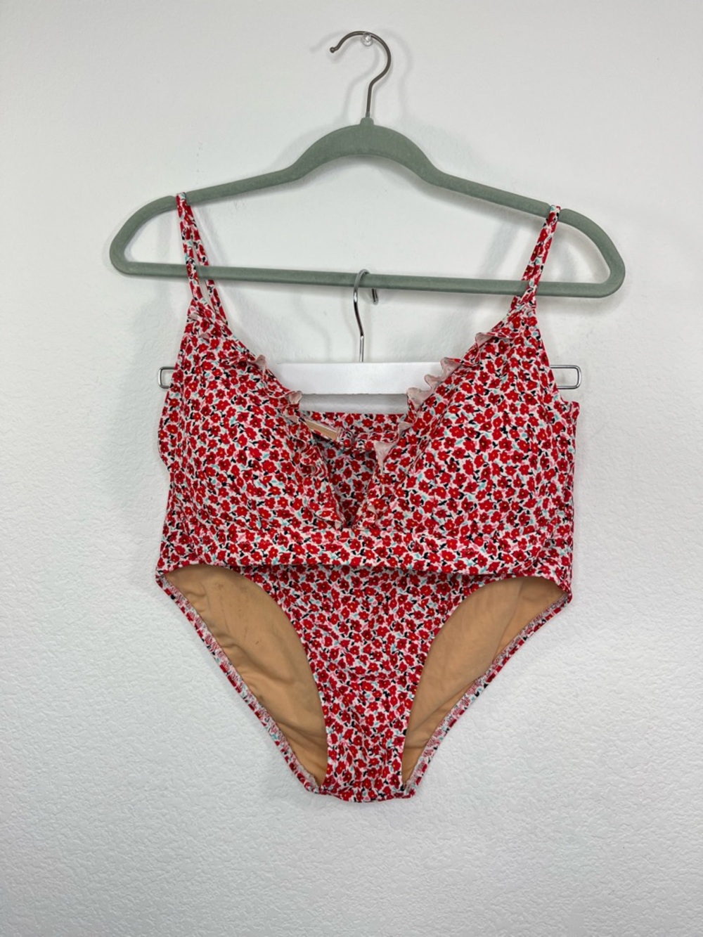 J.Crew Factory Ruffle french bikini 2pc set  Mini floral print size Large